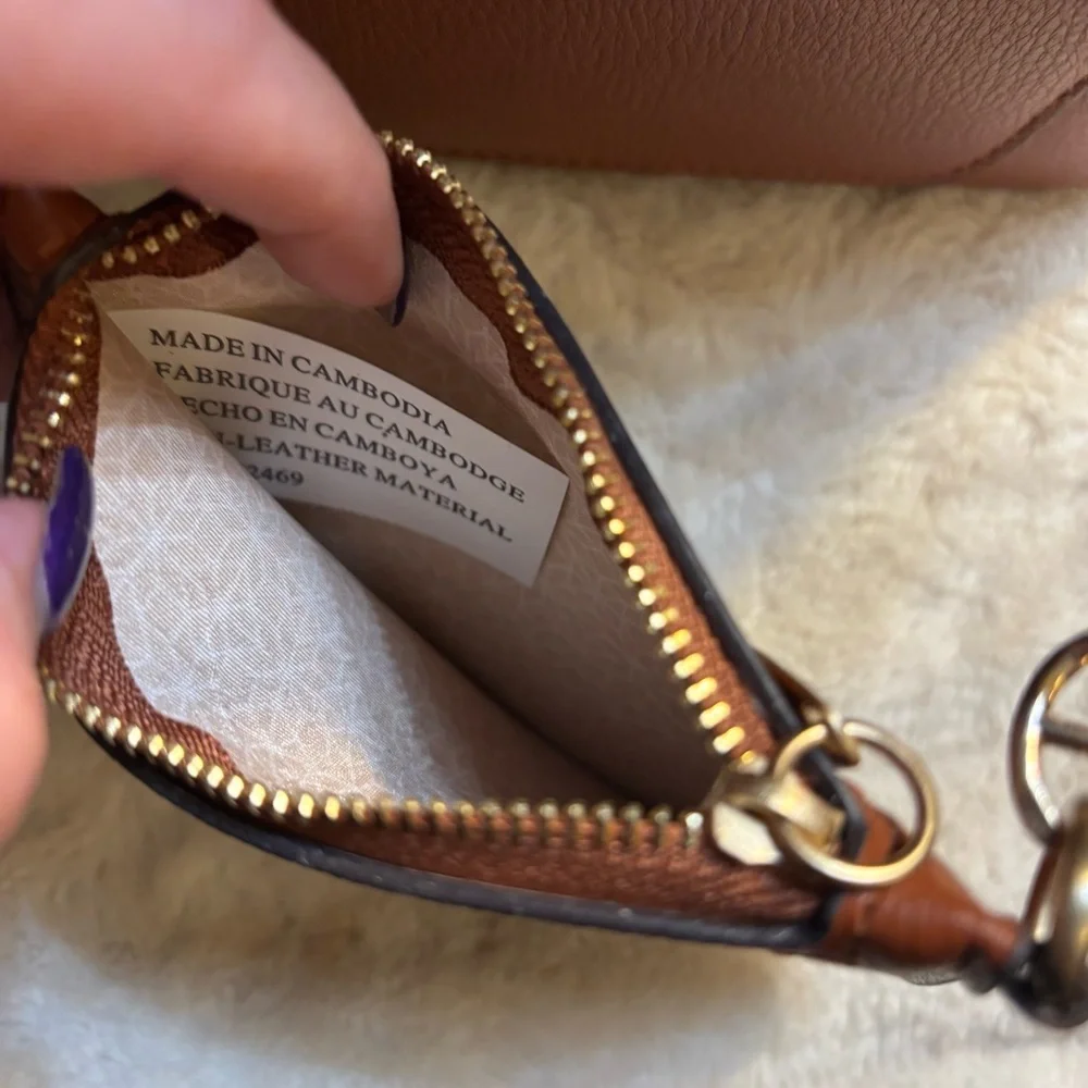 NWT Time and Tru Backpack Tan Gold Chain Accent w/Coin Purse Vegan Leather Ruby